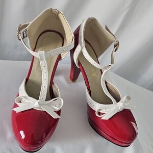Elegant Red and White Women's Heels